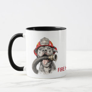 Caneca Engraçada de Bombeiro Cachorro Mangueira Hu