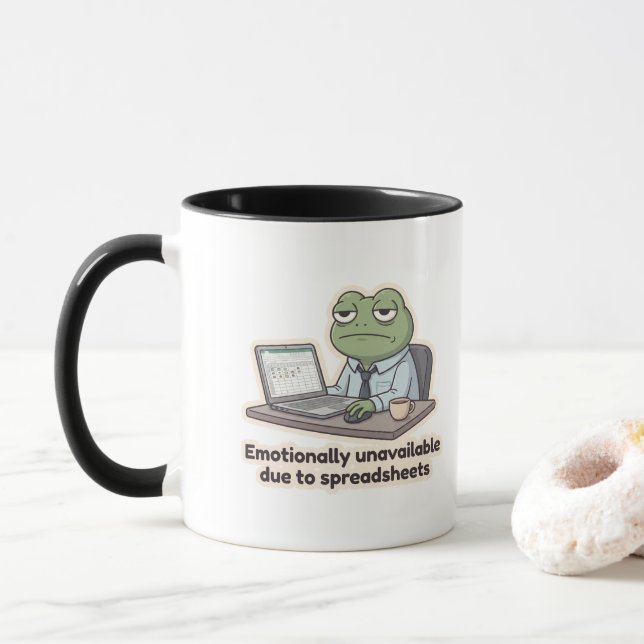 Caneca Engraçada de Escritório com Sapo de Planilh (Com Donut)