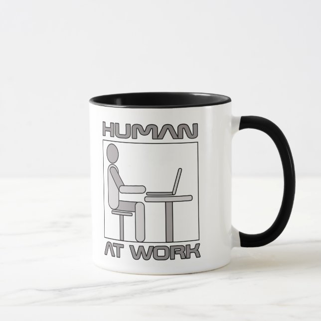 Caneca Engraçada de Humanos no Trabalho no Escritó (Direita)