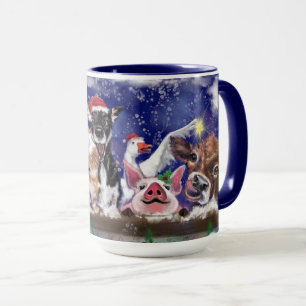 Caneca Engraçada Mug com Feliz Festa de Natal de Animais