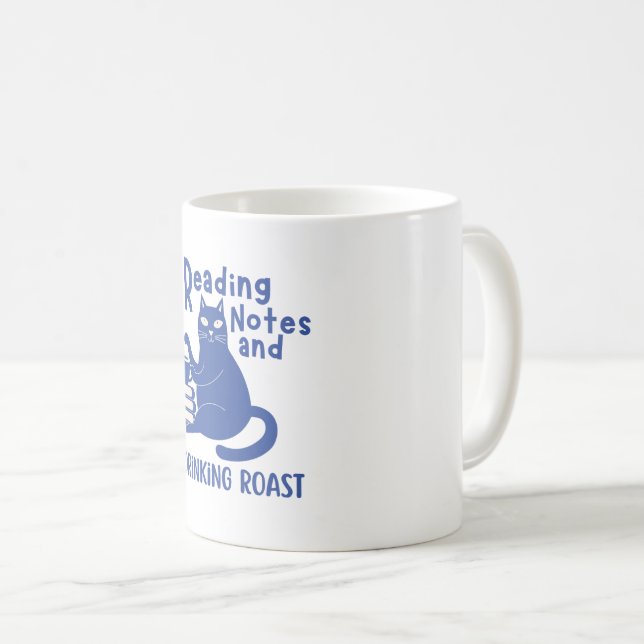 Caneca Engraçada Notas de Leitura e Café (Frente Esquerda)