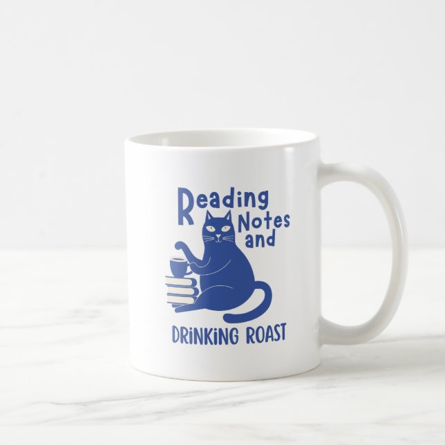 Caneca Engraçada Notas de Leitura e Café (Direita)