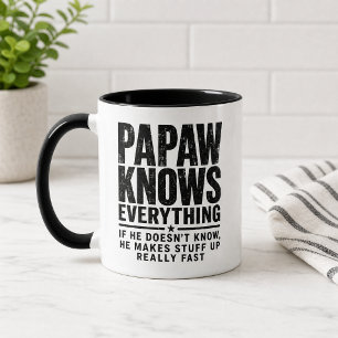 Caneca Engraçada Papaw Sabe Tudo Presente para Avô