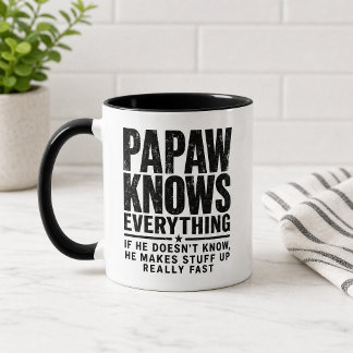 Caneca Engraçada Papaw Sabe Tudo Presente para Avô