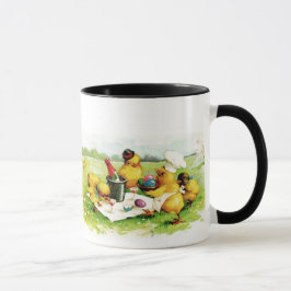 Caneca Engraçada Páscoa Da Família De Galinhas Vintage.