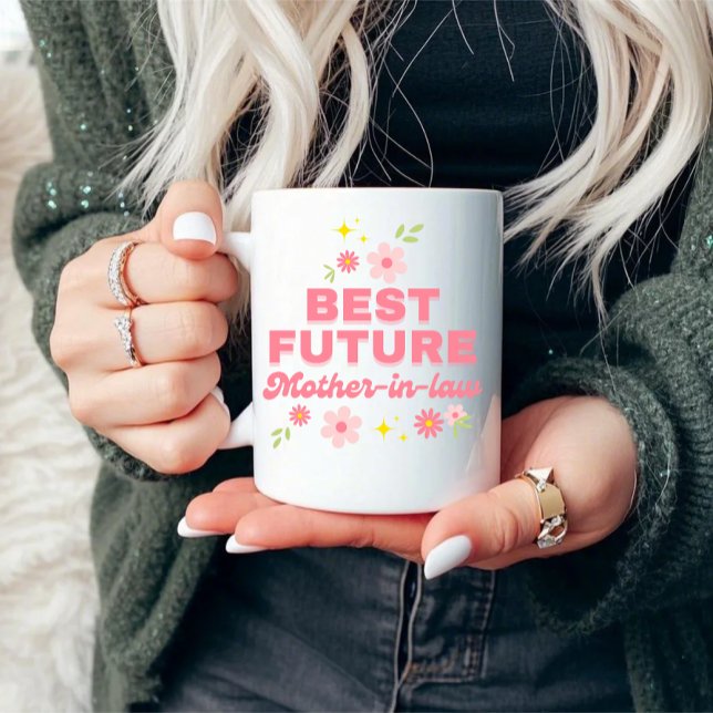 Caneca Engraçada Rosa Floral Melhor Futura Sogra (Criador carregado)