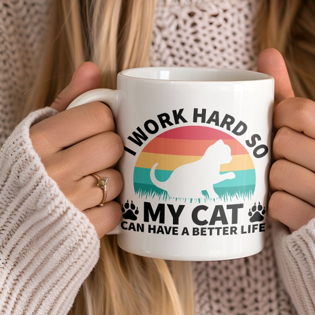 Caneca Engraçada, trabalho Duro para o meu gato, a (Criador carregado)