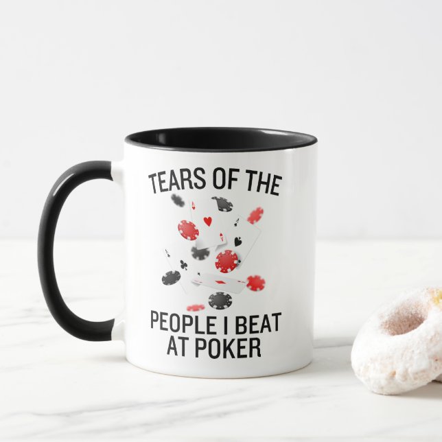 Caneca Engraçadas lágrimas das Pessoas que Bebi no Poker (Com Donut)