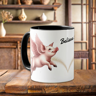 Caneca Engraçado Acreditar Quando Os Porcos Voam