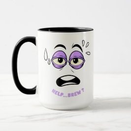 Caneca Engraçado Ajudar A Fazer Cartoon De Rosto Sonolent