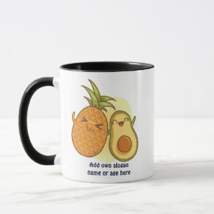 Caneca Engraçado Avocado Pineapple Melhor Amigos BFF Kawa