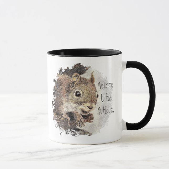 Caneca Engraçado, bem-vindos ao Nuthouse, Esquilo, Animal (Direita)