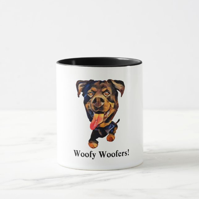 Caneca Engraçado Cartoon Rottweiler (Centro)