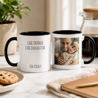 Caneca Engraçado Como Pai Como Filha Foto Personalizada