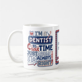 Caneca Engraçado Dentista Sempre Direto Humor Dental