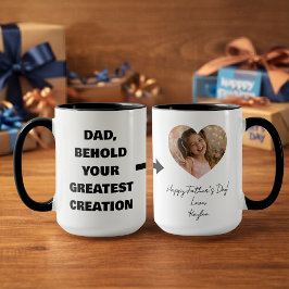 Caneca Engraçado Dia dos Pais Behold sua Maior Criação 