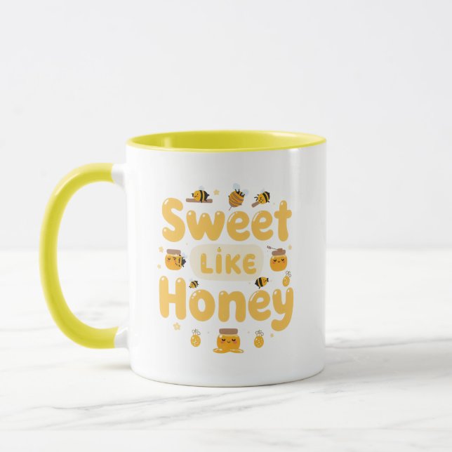 Caneca Engraçado "Doce Como Mel" Abelha (Esquerda)