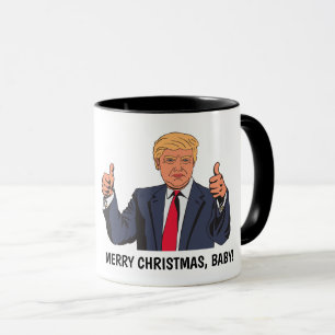 Caneca Engraçado Donald Trump, MERRY CHRISTMAS, BABY!