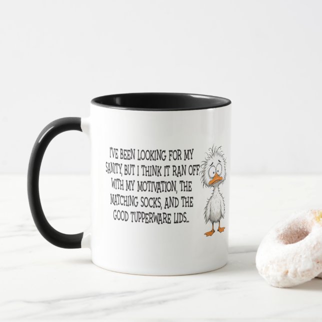 Caneca Engraçado, Estou Procurando Minha Sanidade (Com Donut)