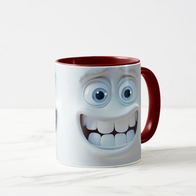 Caneca Engraçado Expressão de Rosto Cerâmico ☕ de Café (Frente Esquerda)