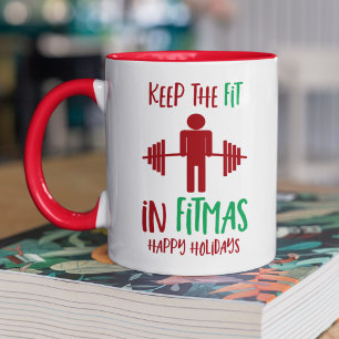 Caneca Engraçado Feliz Natal Fitmas Pun Trainer