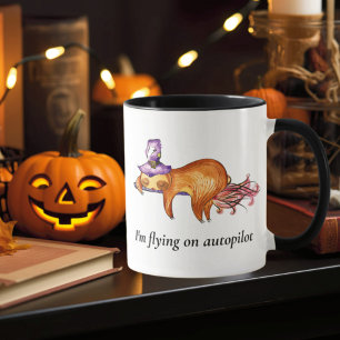 Caneca Engraçado Flying Sloth Witch Mug