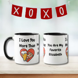 Caneca Engraçado Fofo Eu Te Amo Mais Que Pizza e Cerveja