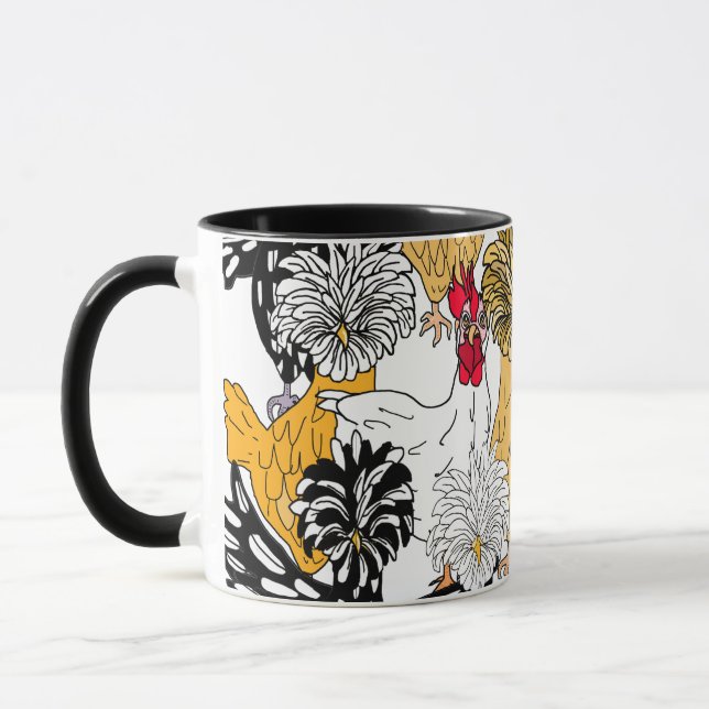 Caneca Engraçado Galinha Pun | Chicken Quote Morning Humo (Esquerda)