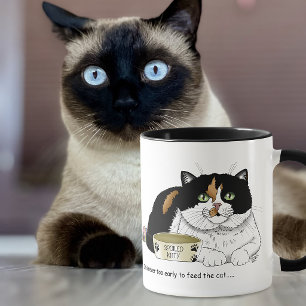 Caneca Engraçado Gato Malhado Mimado Alimentar Gato Rosa