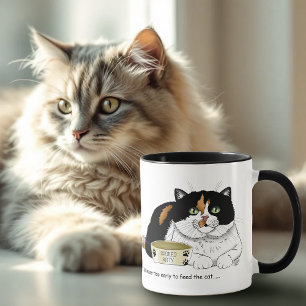 Caneca Engraçado Gato Malhado Mimado Alimentar Gato Rosa