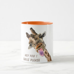 Caneca Engraçado Girafa, língua para fora e Piscar os o