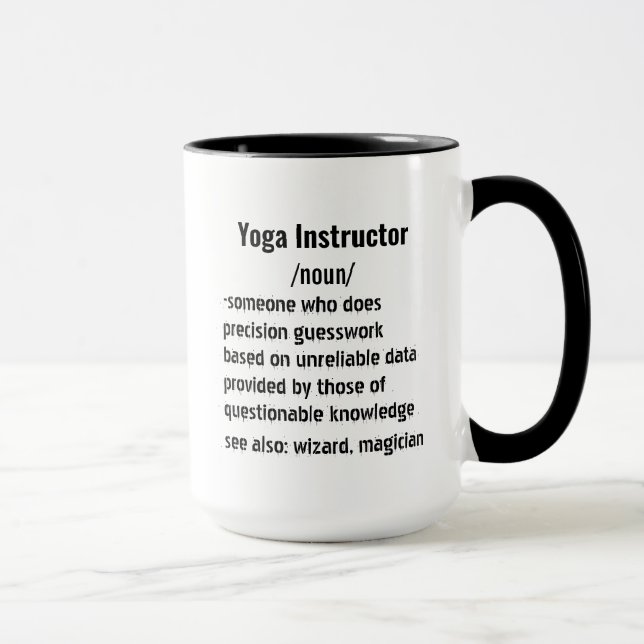 Caneca Engraçado Instrutor Yoga Dons de definição (Direita)