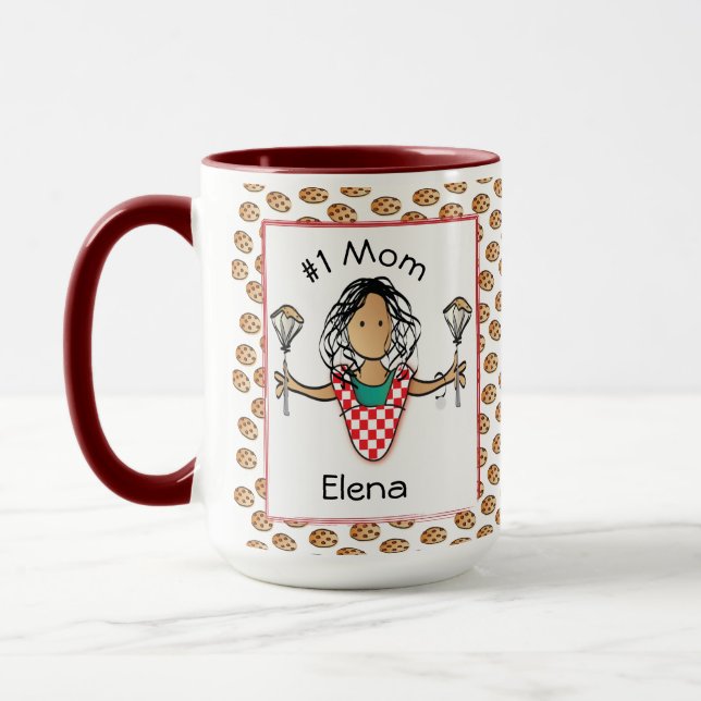 Caneca Engraçado Mãe Mãe Étnica Fêmea Cartum Café (Esquerda)