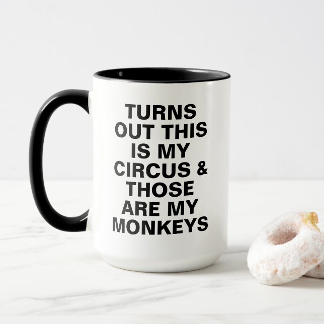 Caneca Engraçado Meu Circo Meus Macacos Chefe Humor (Com Donut)