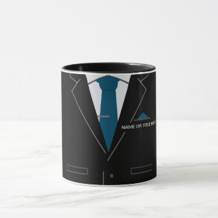 Caneca Engraçado Mug Business Black Suit - Seu Nome/Títul