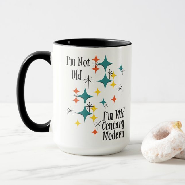 Caneca Engraçado, não sou velho, sou Moderno Atômico de M (Com Donut)