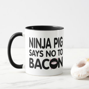 Caneca Engraçado Ninja Pig diz não ao Bacon