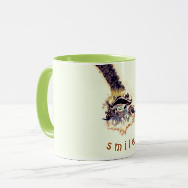 Caneca Engraçado Ostrich Coffee Mug - Texto Personalizado (Frente Esquerda)