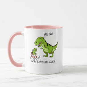 Caneca Engraçado Pai De Dinossauro T-Rex Deus Existe Ate
