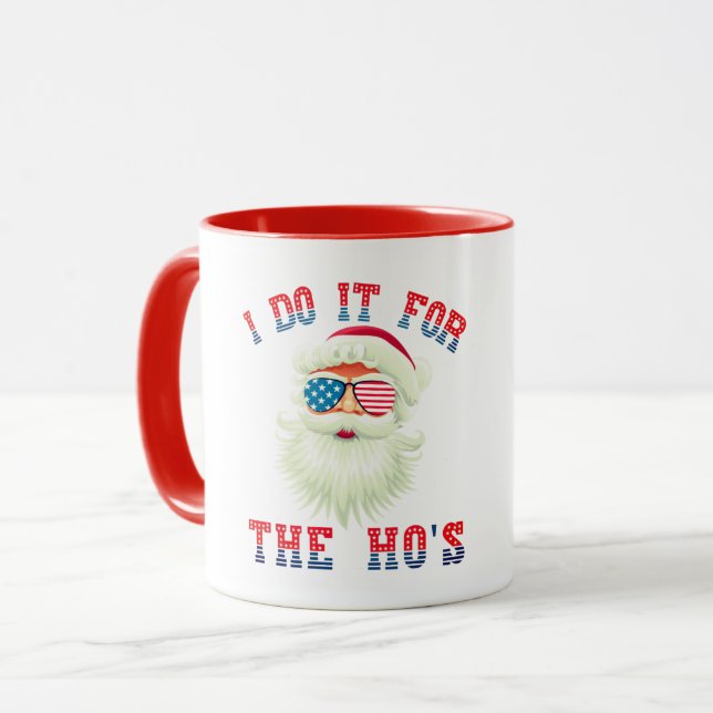 Caneca Engraçado Papai Noel - Faço-O Para O "Hei" (Frente Esquerda)