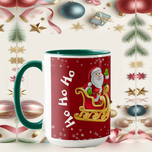 Caneca Engraçado Papais noeis de Natal Reindeer Sleigh Ho