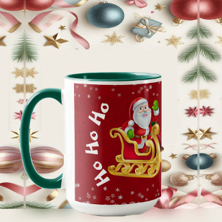 Caneca Engraçado Papais noeis de Natal Reindeer Sleigh Ho