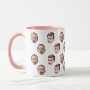 Caneca Engraçado Personalizado Bebê Face 2 Fotos