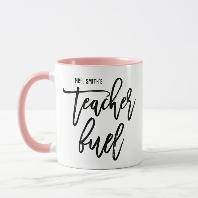 Caneca Engraçado Professor Combustível Personalizado (Esquerda)
