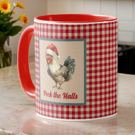 Caneca Engraçado Rooster de Natal Peck, a Farmhouse dos H