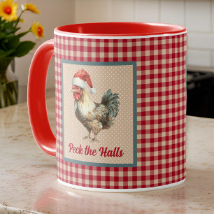 Caneca Engraçado Rooster de Natal Peck, a Farmhouse dos H
