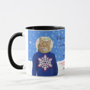 Caneca Engraçado Seu Gato Na Foto Feia De Suéter De Natal