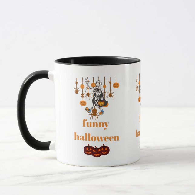 Caneca Engraçado Skeleton Halloween (Esquerda)