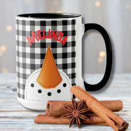 Caneca Engraçado Snowman Face Bold Holiday Gift Personali