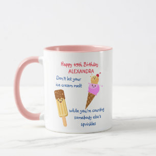 Caneca Engraçado Sorvete de Aniversário borda Humor Kawai